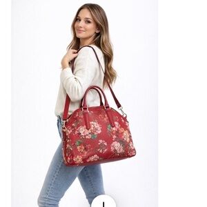 Charming Charlies Floral Red Handbag
